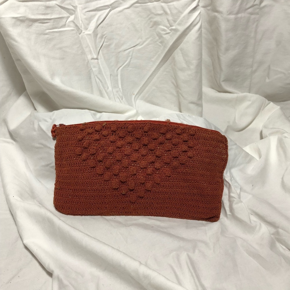 Rust Colored Crocheted Zip Pouch/Clutch